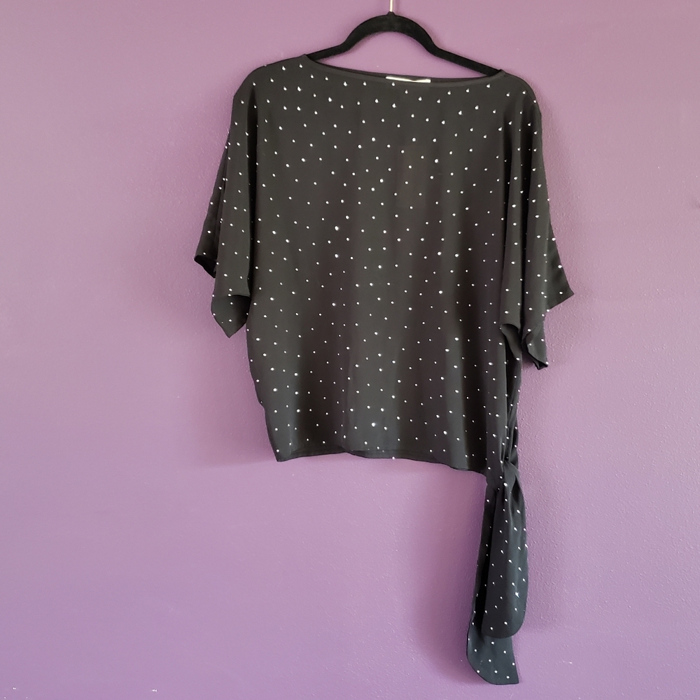 Michael Kors black, silver beaded blouse